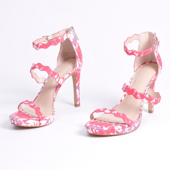 Kelly & Katie Shoes - Kelly and Katie, Womens Pink Multi Strappy Zip Heels Shoes Size 7M